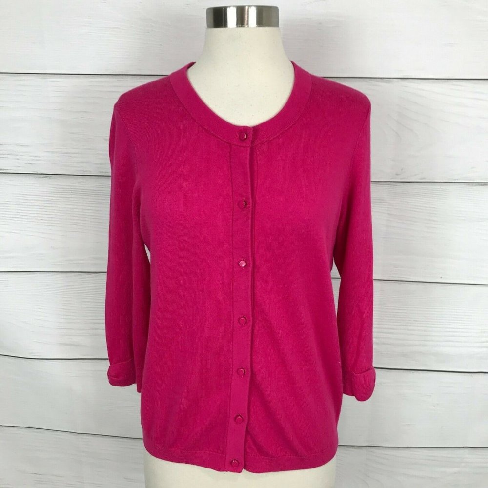 Kate Spade Women's Size Medium M Somerset Cardigan Pink 3/4 Sleeve Bows Knit